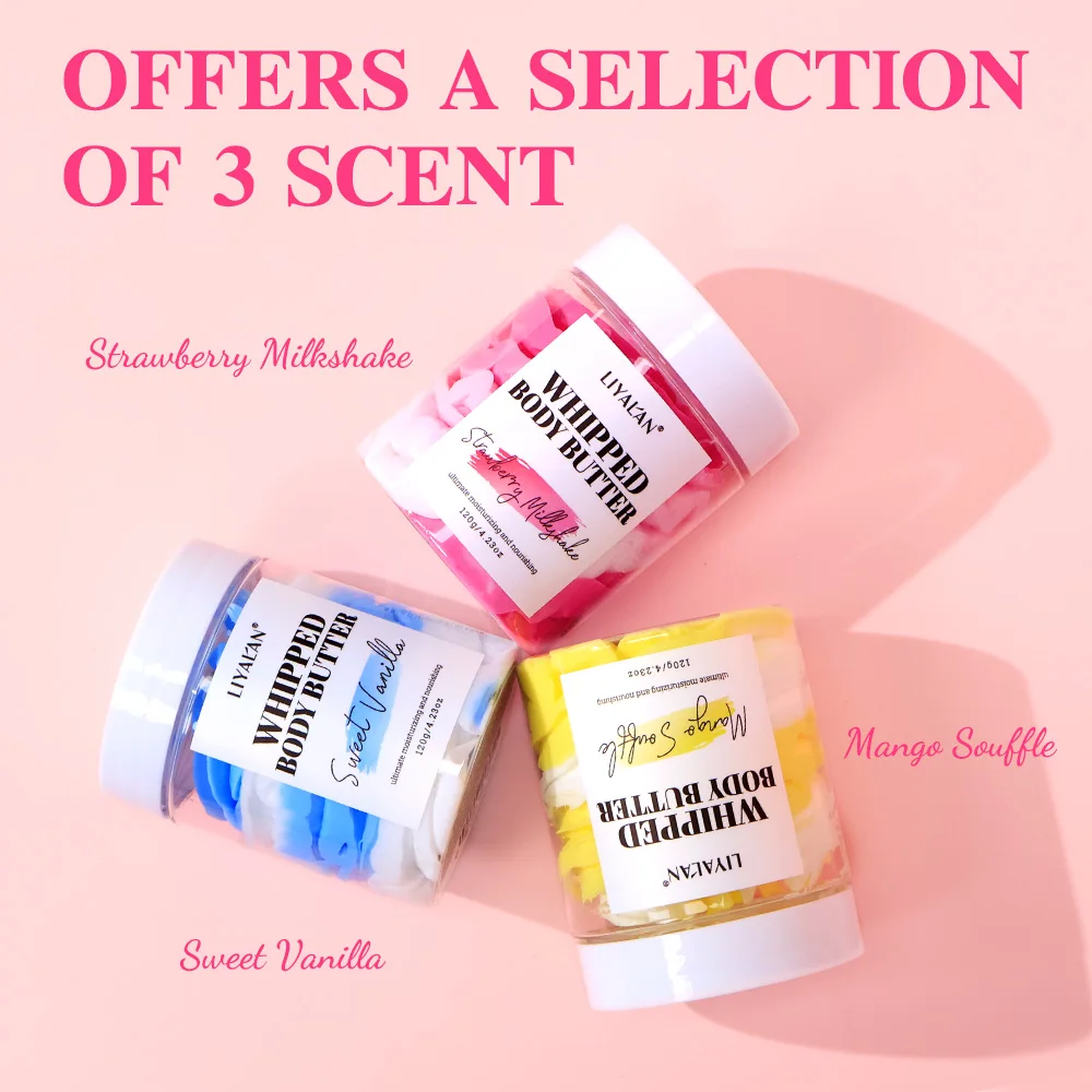 متعدد الألوان زبدة الجسم زيت جوز الهند زيت الجوجوبا كريم ترطيب مغذي نباتي الفانيليا المانجو الفراولة غسول الجسم #4