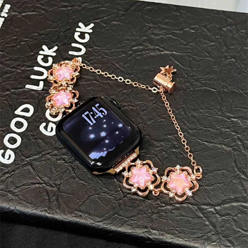 

Wire frame flowing star diamond bracelet compatible with iWatch strap 38mm 40mm 41mm 42mm 44mm 45mm 49mm fashionable strap