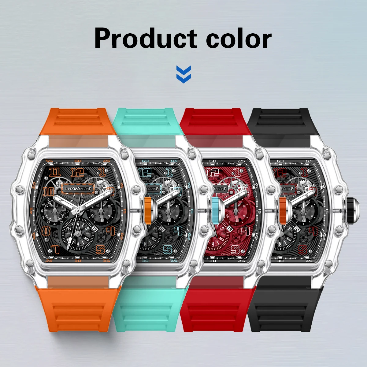 

CHAXIGO Men's Fashion Casual Watch with Silicone Strap Date Display Luminous Display Mineral Glass Crystal 3ATM Water Resistance