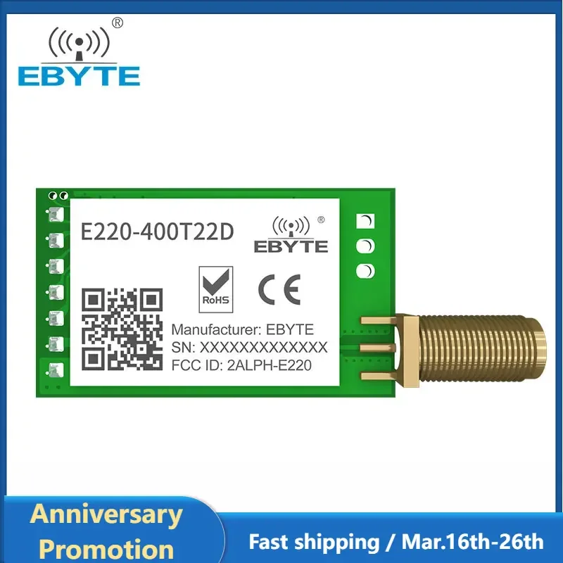 LoRa 433MHz LLCC68 470MHz Wireless Module 22dBm Long Range 5km EBYTE E220-400T22D SMA-K UART RSSI Transmitter Receiver SEMTECH