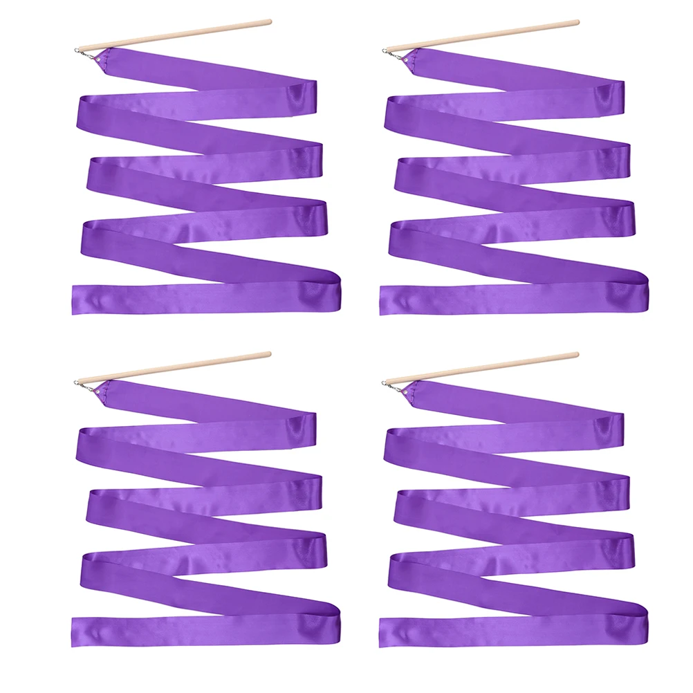 

4 Pcs Ribbons Colorful Dancing Streamers Kids Party Performance Wands Durable Material Dancing Ribbon Ideal Gifts