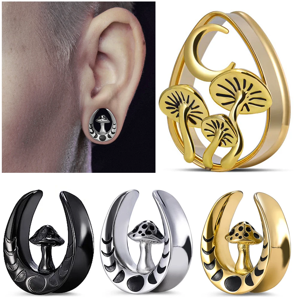 1 adet paslanmaz çelik u-şekilli mantar eyer kulak tünelleri fişler genişletici sedye GaugeBody Piercing göbek takısı 8MM-25MM