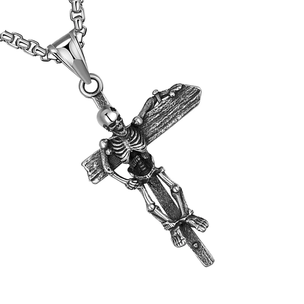

Retro Necklace for Man Cross Men Hollow 316 Stainless Steel Chain Mens Pendant
