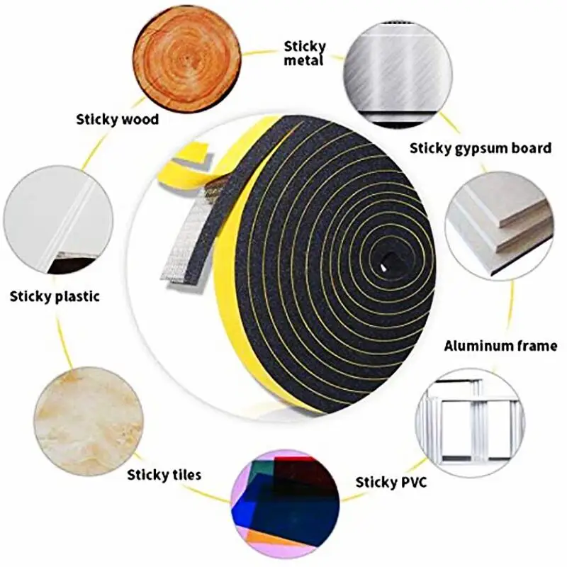 1roll 2-20mm Thick Strong Adhesion EVA Black Sponge Foam Rubber Tape Anti-collision Seal Stri Width10-30mmSound Insulation Strip