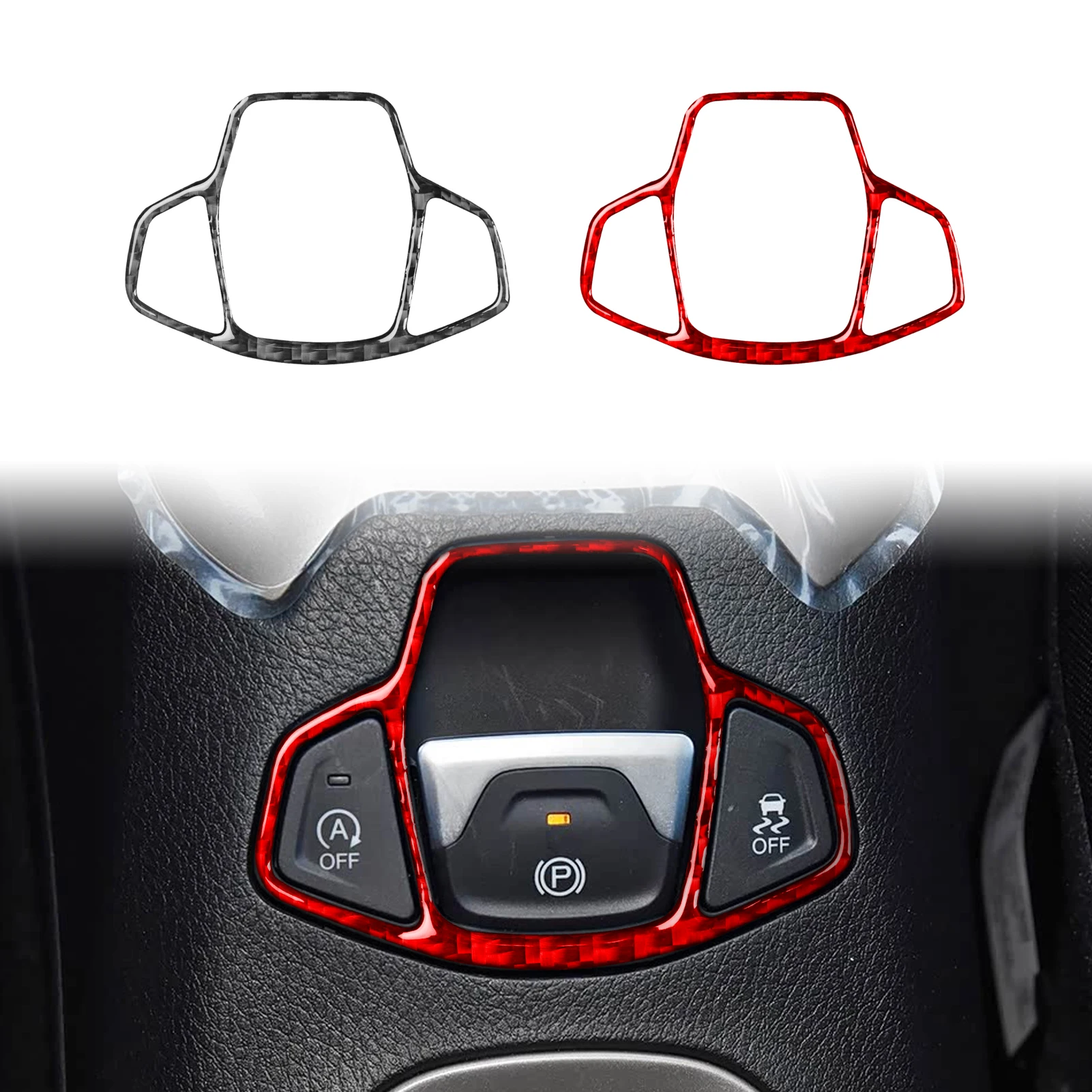 For JEEP RENEGADE 2015-23 Carbon fiber Car Interior Accessories Center Console Handbrake Button Panel  Cover Trim Sticker