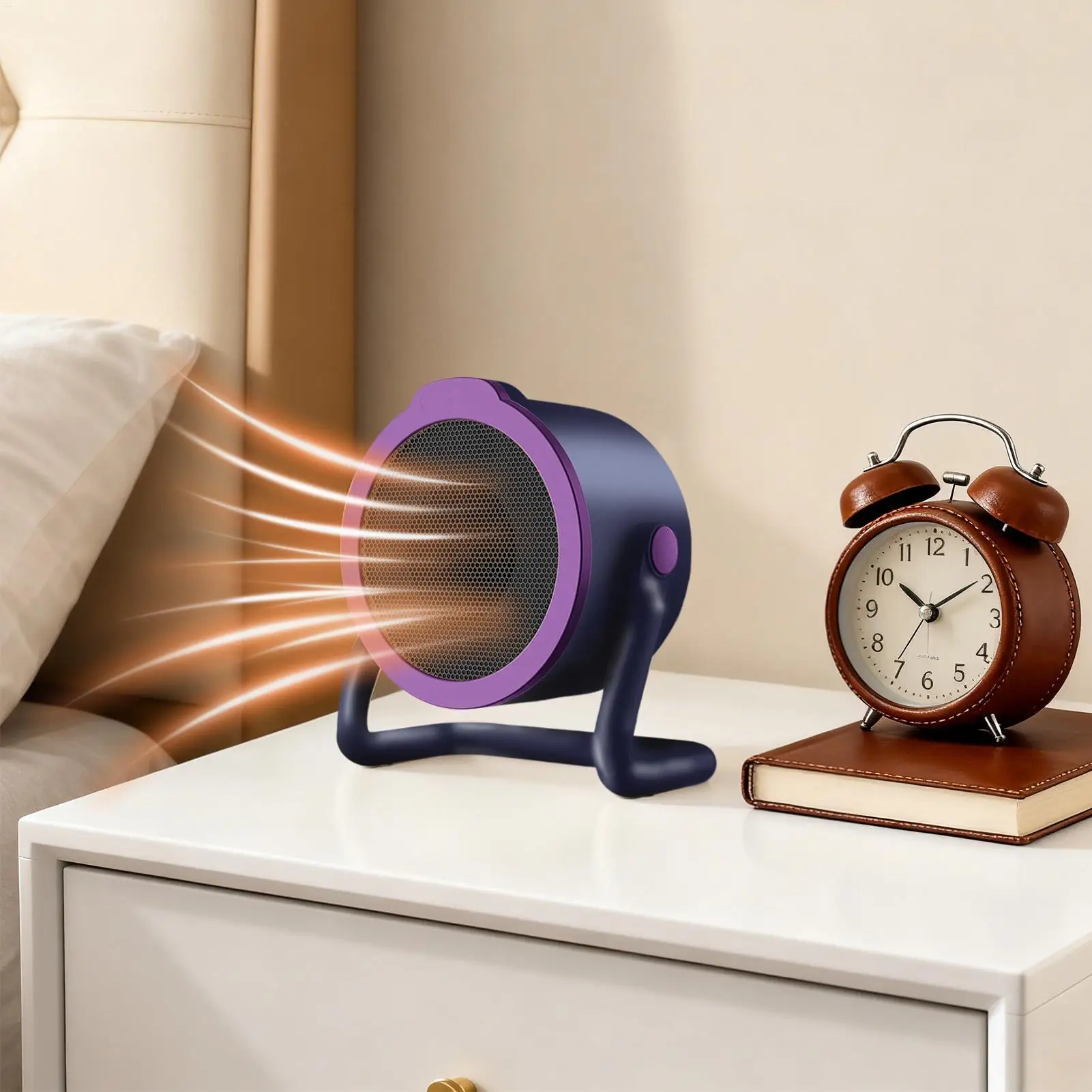 500W Portable Electric Space Heater PTC Fast Heating Winter Warmer 2 Mode Overheating Protection Small Heater for Home Office
