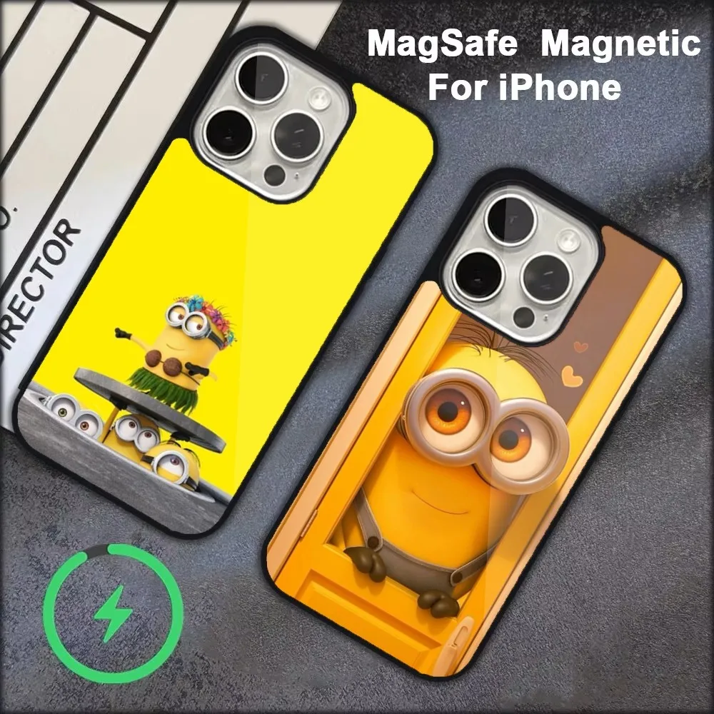 Etui na telefon C-Cartoon Cute M-Minions-s do iPhone'a 16,15,14,13,12,11, Pro, Max, Plus, Mini, Magsafe, magnetyczne etui z bezprzewodowym ładowaniem