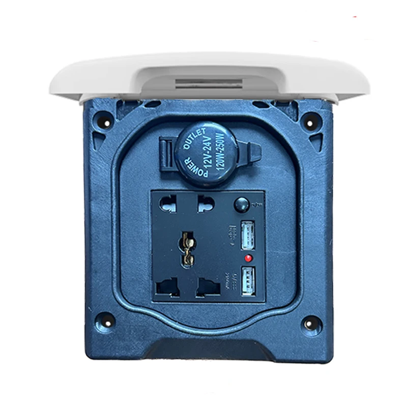 

RV socket, car 220V waterproof power port, five holes with USB charging, outdoor cigarette lighter 12/24V plug