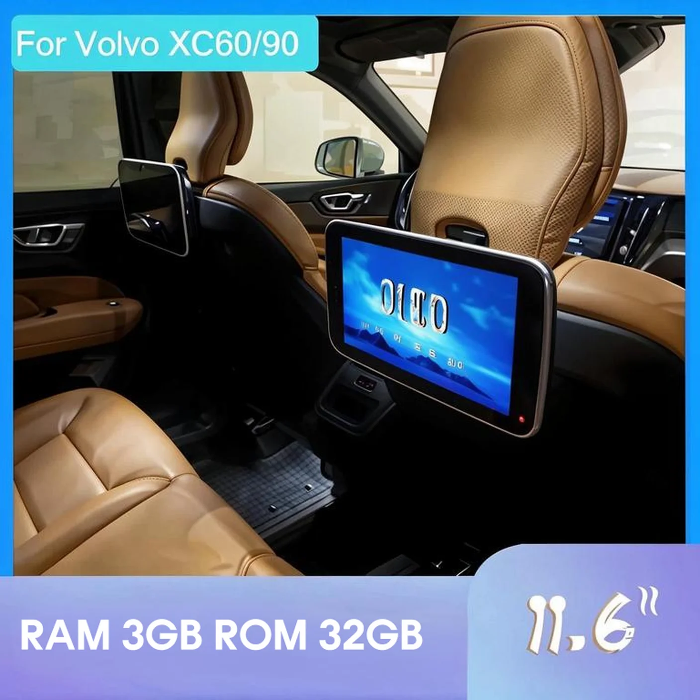 For Volvo XC60 XC90 2002-2019 Android 13 Car Headrest Monitor HD Touchscreen WiFi Bluetooth Support Netflix YouTube