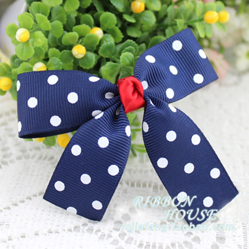 (10 yards/lot) Cartoon Polka Dots Printed Grosgrain Ribbon DIY headwear party decoration wholesale gift wrapping ribbon