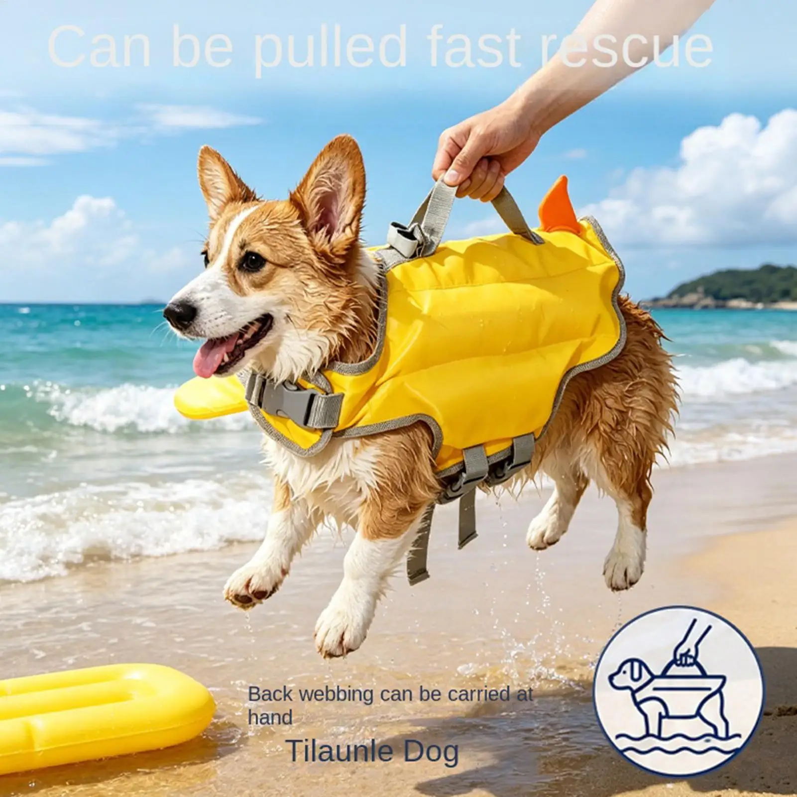 Hunde-Schwimmweste Reflektierend Verstellbare Haustier-Schwimmweste mit Verbessertem Auftrieb Sicherheits-Schwimmbekleidung mit Rettungsgriff für Hunde – Detail 11