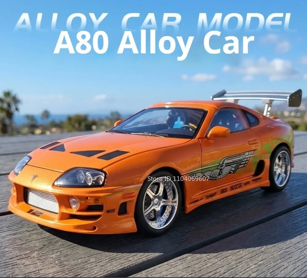 1:24 Scale Supra A80 911 GT3RS Supercar Model Toy Alloy Diecast Shock Absorption Doors Opened Sound Light Collection Sports Cars