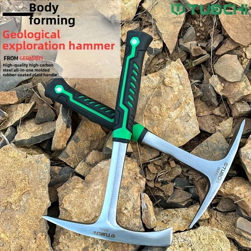 Martillo geológico tipo pala, hecho de acero con alto contenido de carbono, diseño de cabeza plana, duradero y cómodo de agarrar, de calidad industrial.