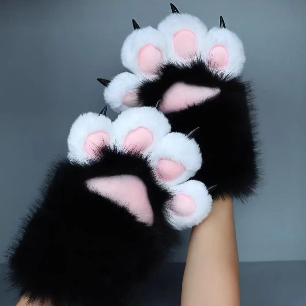 1Pc New Plush Cosplay Cat Paw Glove Squeaking Cartoon Cosplay Glove Thicken Animal Cat Claw Mittens Gifts Props