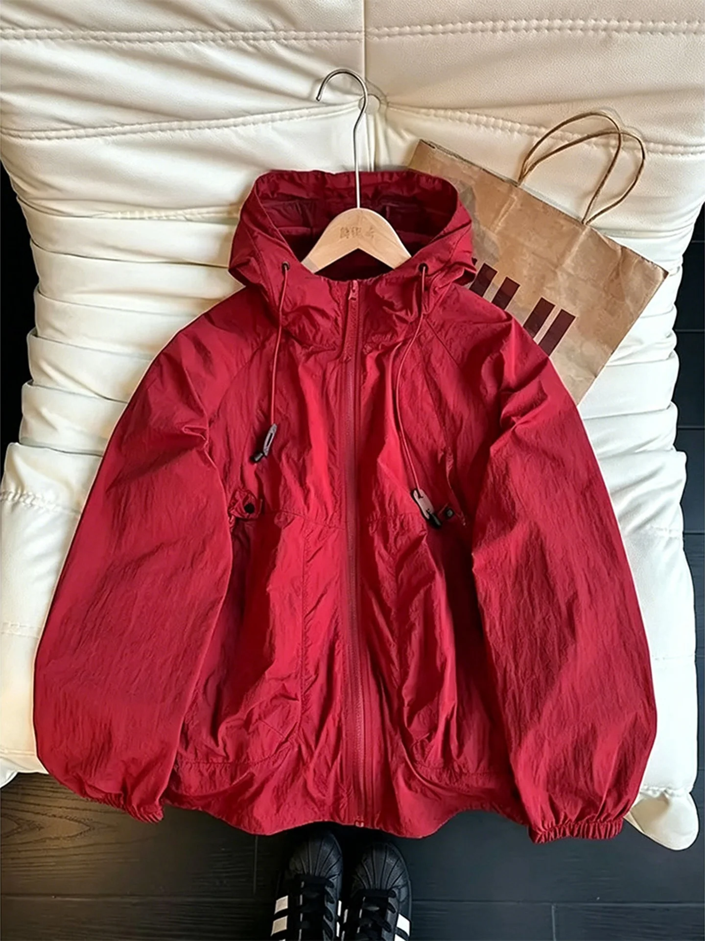 

Red Zhu Que UPF50 Hat Outdoor Men's Thin Quick Dry Sun Protection Clothing Casual Fashionable Polyester Fiber Long Sleeve Zipper