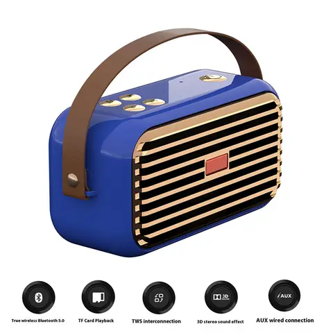 Outdoor Bluetooth Wireless Speakers FM Radio Portable Smart Multifunction TF Card Noise Cancelling Party Retro Bluetooth Speaker