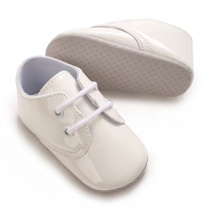 Baby Schnürschuhe Sneakers Klassische Sportschuhe Weiche Sohle PU-Leder Schuhe Einfarbig Lauflernschuhe für Neugeborene Jungen Mädchen – Detail 5