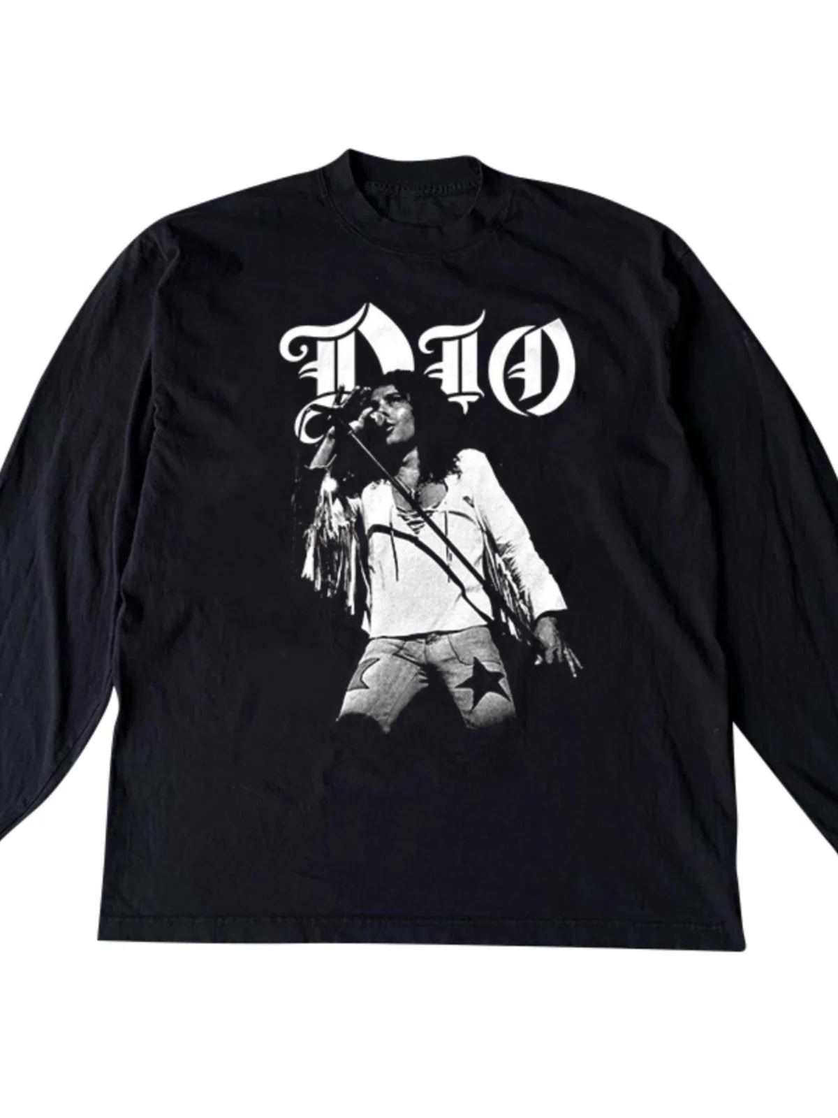 Dio Band High Street Hip Hop Long Sleeve round Neck Quality T-Shirt Men's Fashionable Printed Cotton Top for Youth