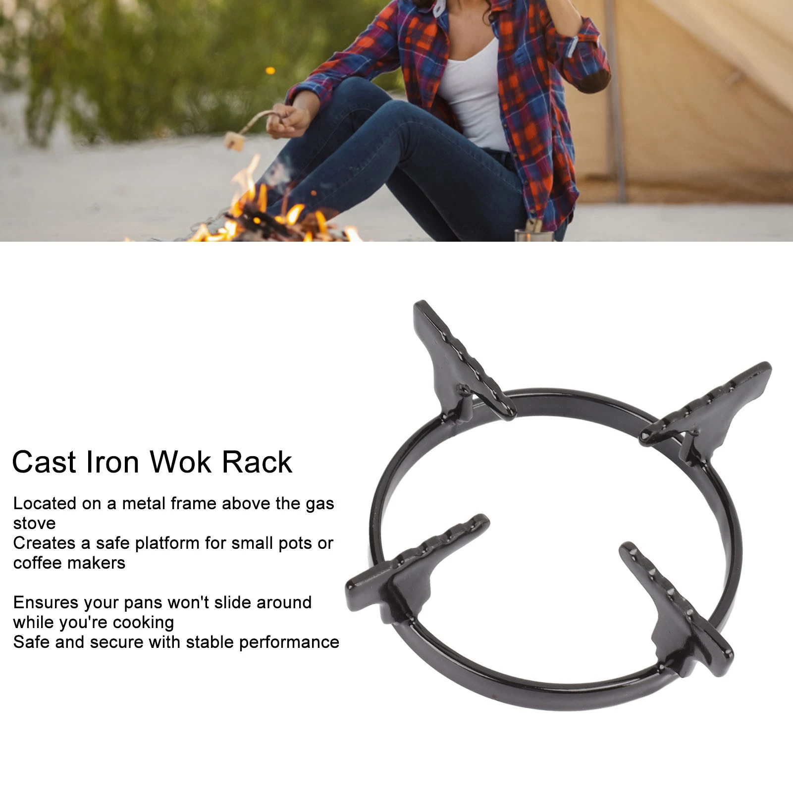 Cast Iron Wok Rack Rust Prevention Portable Gas Stove Rack Wok Stand for Kitchen Cast Iron Wok Rings Gas Stove Rack Wok Stand