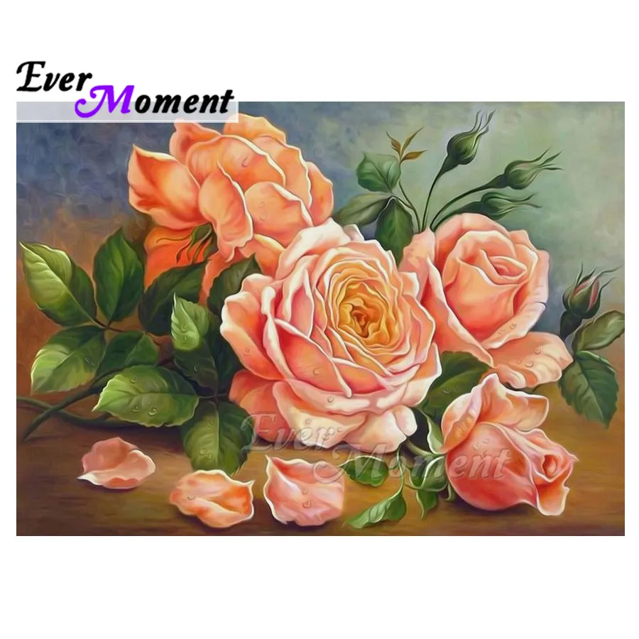 

Ever Moment Diamond Painting Pink Orange Flower Handmade Full Square Drill 5D DIY Picture Rhinestone Diamond Embroidery ASF1894