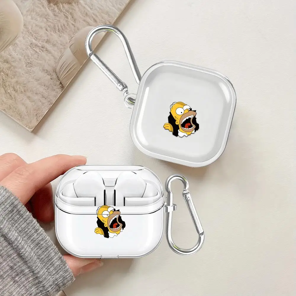 Fundas transparentes para auriculares, funda protectora para Samsung Galaxy Buds Live 4 Pro 4Pro 3Pro 3 FE 2, Los Simpson, dibujos animados, Homer