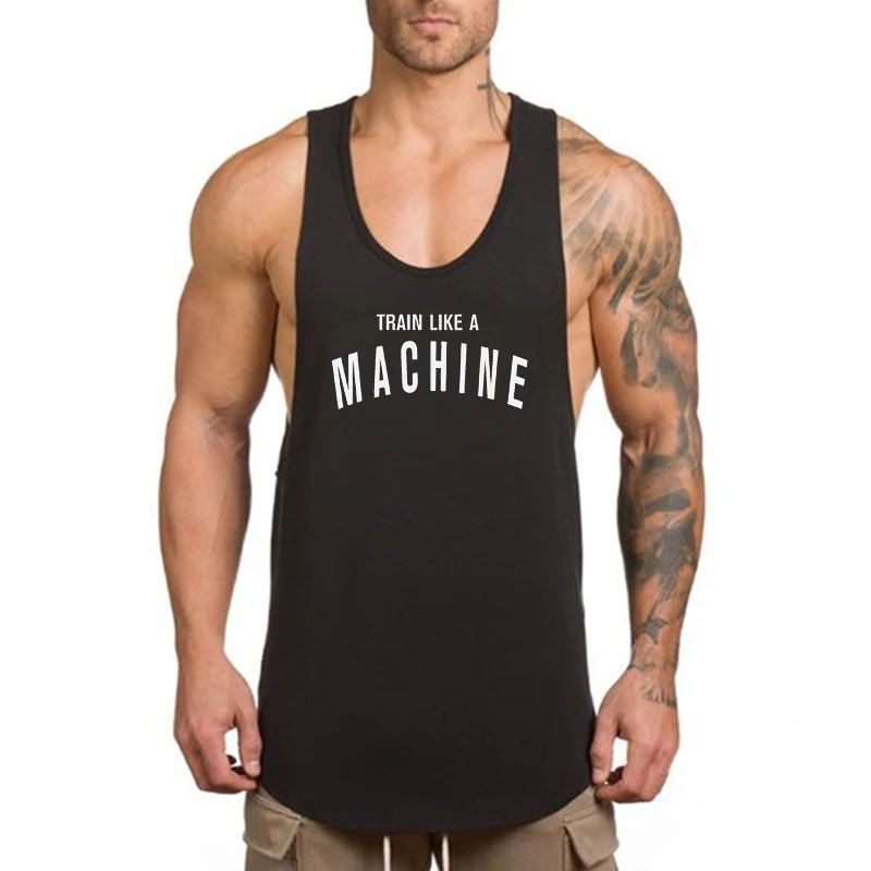 Gym Clothing Men Bodybuilding Fitness Stringer Tank Top Vests Sportswear Undershirt Workout Muscle Singlets Summer Cotton Shirts