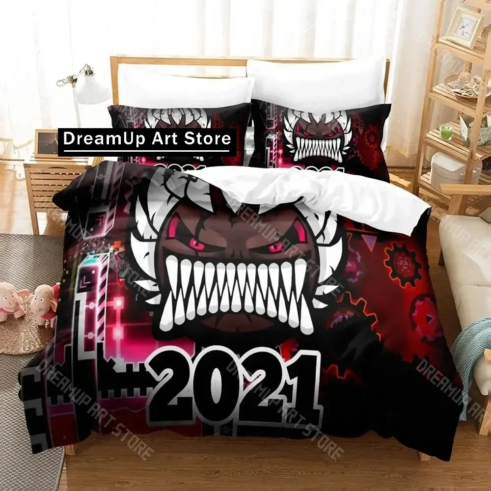 2026 3D Print Angry Geometry Dash Bedding Set Single Twin Full Queen King Size Bed Set Aldult Kid Bedroom Duvetcover Sets