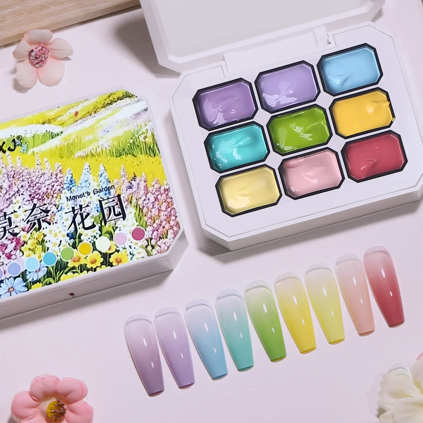 

Jiugong Ge Monet Garden paint glue with high saturation, painting gel nail polish with gradual change effect