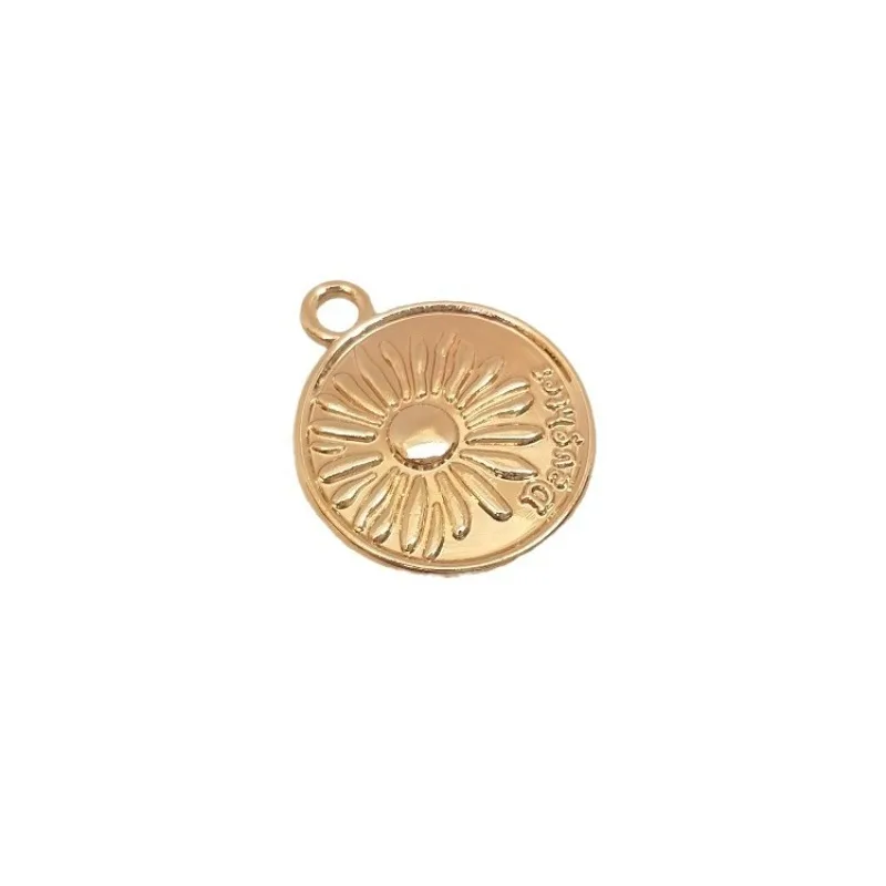 Colgantes Redondos Mini Margarita Chapados en Oro de 14K, Tono Oro Real, 20mm, para Joyería DIY, Collares y Suéteres