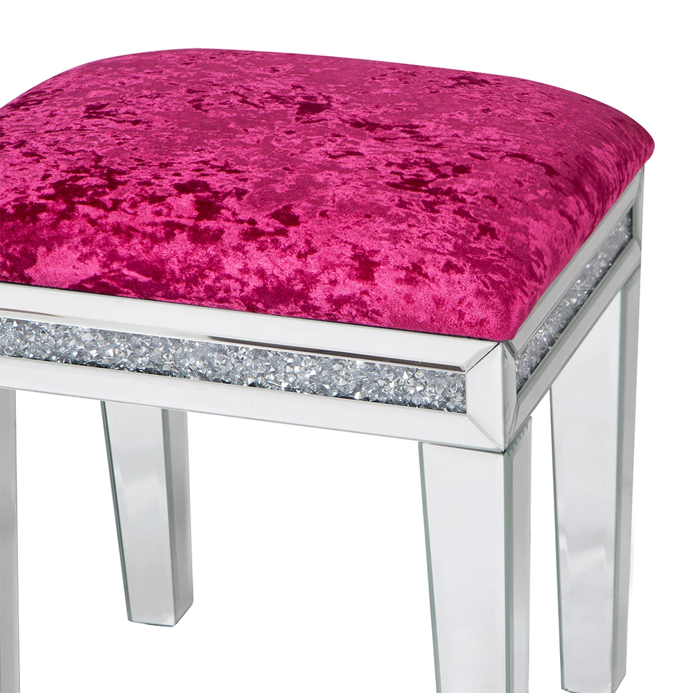Crushed Diamond Bedroom Dressing Stool Velvet Chair Mirror Makeup Vanity Special Stool