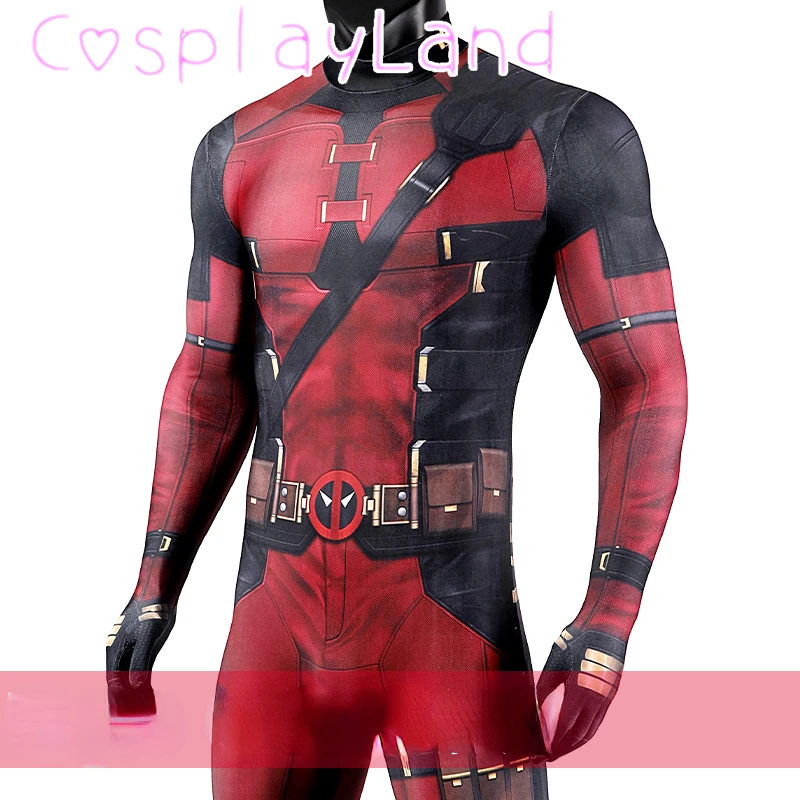 New Movie DP3 Wade Winston Cosplay Costume Red Suit Printing Zentai Bodysuit For Men Jumpsuit Carnival Halloween Outfit