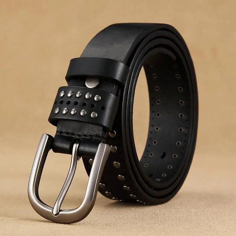 High Quality Women Belt Cowhide Simple Rivet Casual Decorative Jeans Wide Retro Classic Boutique Matching First Fashionable 3.3c