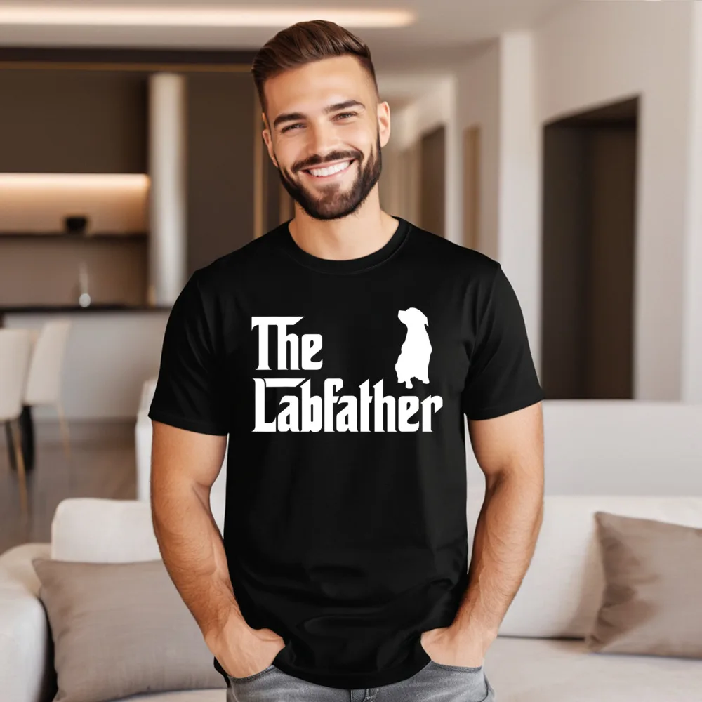 

Футболки из чесаного хлопка The Lab Father с забавным лабрадором для мужчин, футболки с короткими рукавами, классическая винтажная футболка с круглым вырезом на Новый ГОД