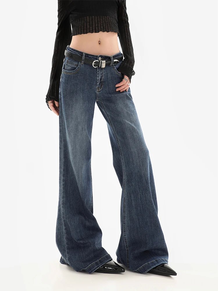 

Autumn Winter Women Vintage Slim Gyaru Low Waist Flare Denim Pants Abi Y2k Harajuku Bell-Bottom Long Trousers High Street Jean