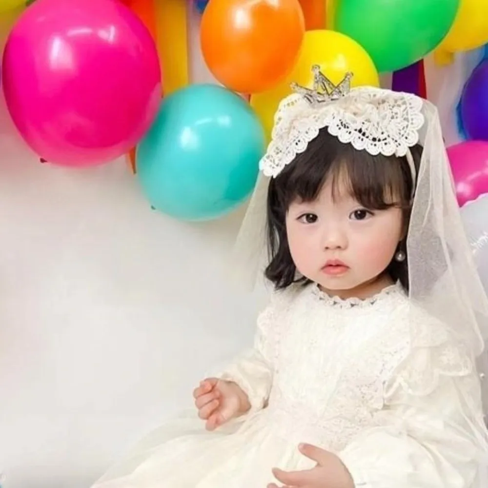 

Cute Mesh Birthday Hairband Crown Photo Props Happy Birthday Headband Gauze Korean Style Girls Hair Hoop Children