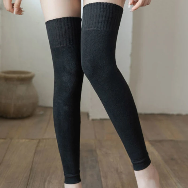 Woolen Socks Leg Sleeves Long Tube Socks Leg Warmer Leggings Elestoc Thicken Comfortable Solid Color Over Knee