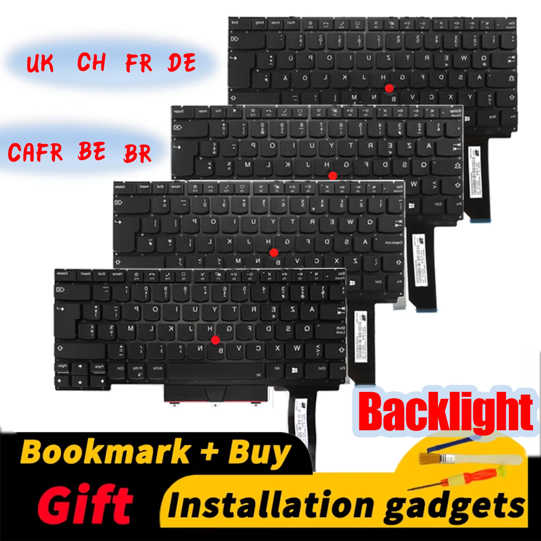 German French UK Belgian Brazil Canadian French Switzerland Suitable for Lenovo ThinkPad R14 E14 Gen2 Gen3 Gen4 backlit keyboard