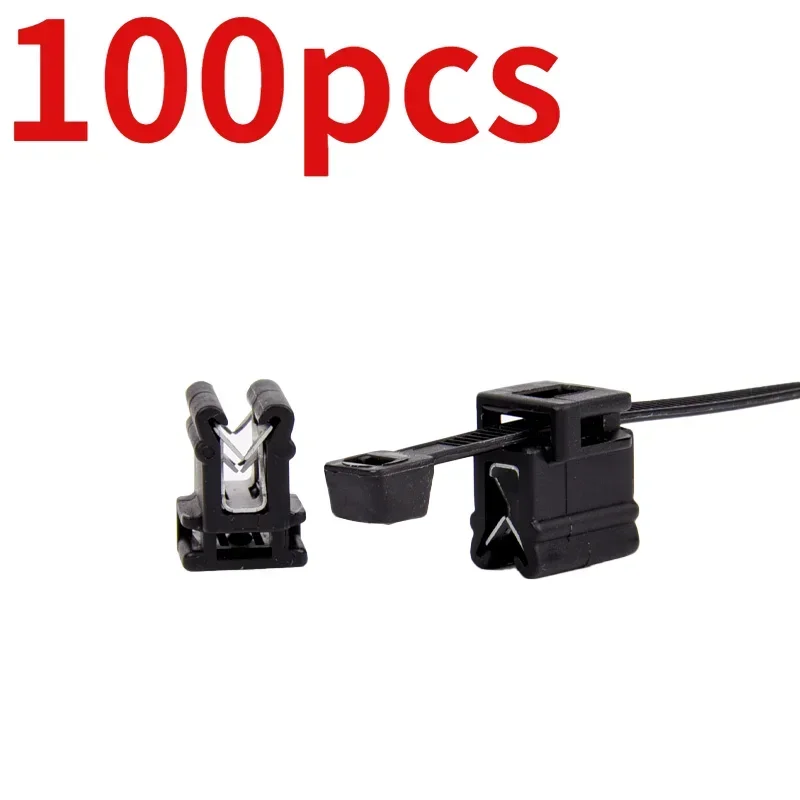 100pcs Automobile Large Truck Beam Sheet Metal Buckle Detachable Nylon Cable Tie Cable Tie with  Metal Fixing Seat Thickness 3mm
