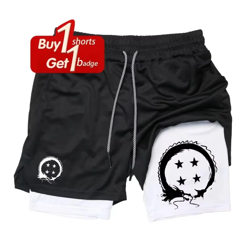 Pantaloncini grafici Dragon Ball Estate Uomo 2 in 1 Compressione Atletica Pantaloncini ad asciugatura rapida Allenamento in palestra Pantaloncini da allenamento per corsa Costumi da bagno