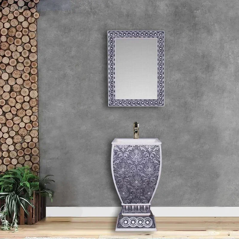 Hot sales Luxury hotel vertical wash basin marble bathroom washbasin with mirror