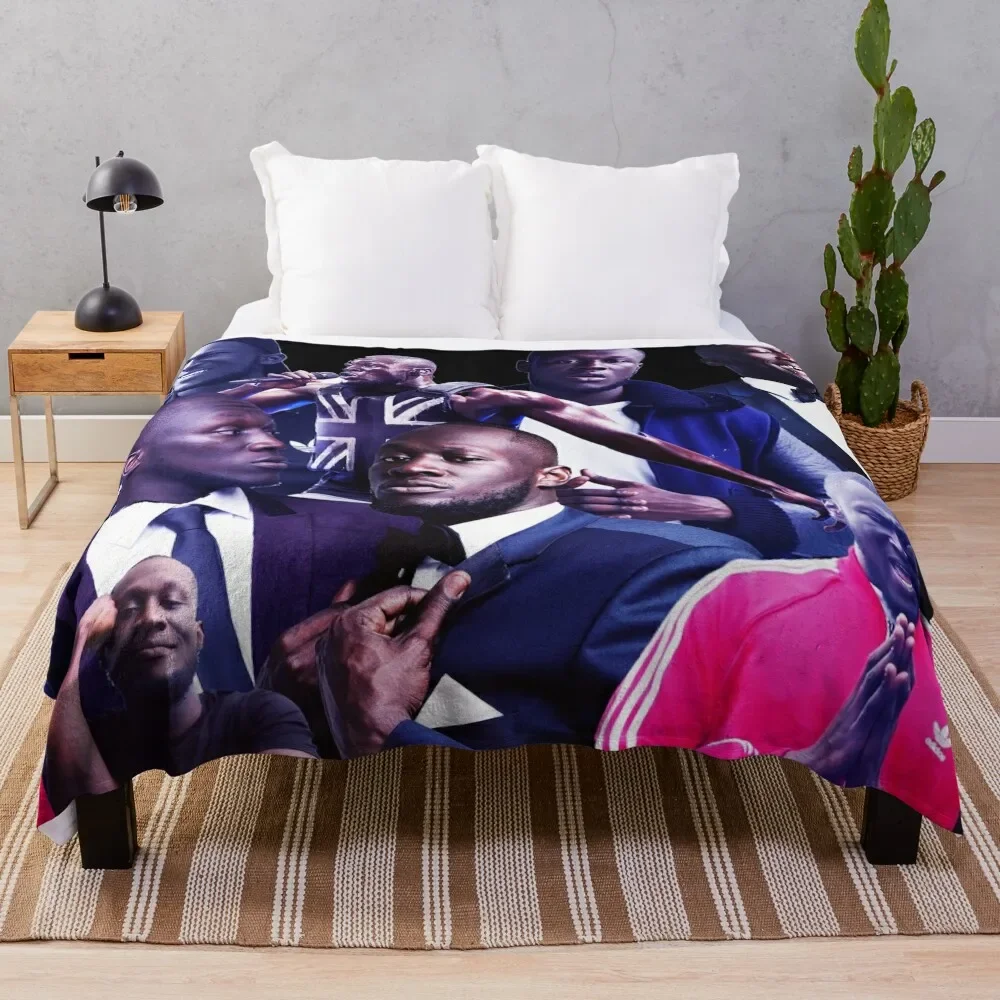 

Stormzy uk rapper collage poster design 2021 Throw Blanket Plaid on the sofa Fluffy Shaggy Quilt Blankets