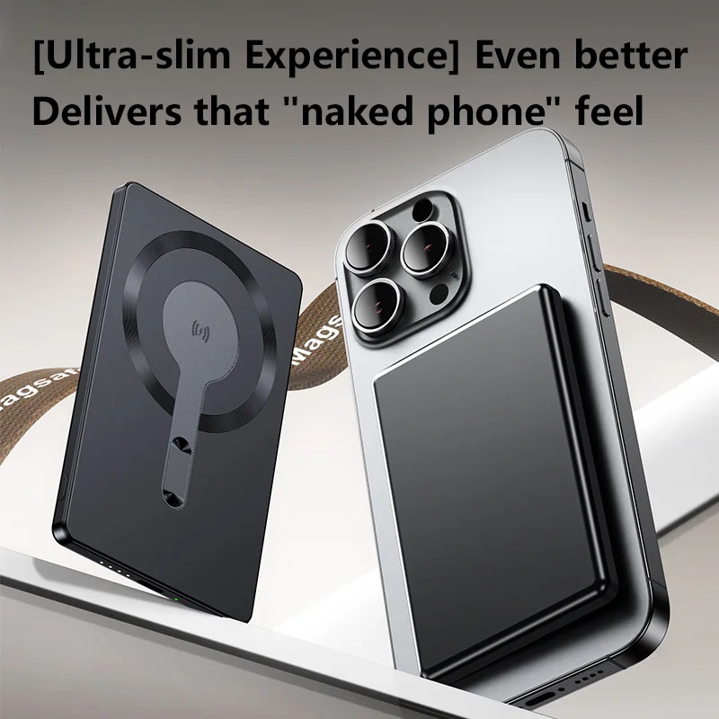 50000mAh PD 20W Magnetic Charging Power Bank Ultra-Thin Aluminum Alloy Wireless Fast Charging Compact and Portable Power Bank