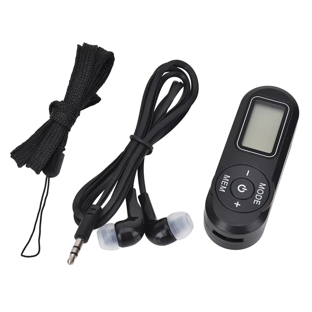 Digital Pocket Fm Radio Fm 64-108Mhz Portable Fm Radio Receiver With Lcd Display Neck Lanyard 3.5Mm Replace Headphones