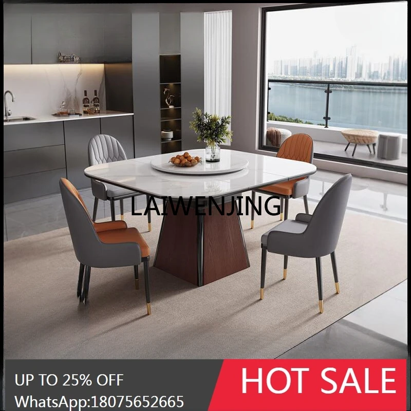 

Телескопический квадратный обеденный стол из каменной плиты, бытовой высококачественный легкий роскошный обеденный стол для маленькой квартиры с поворотным столом