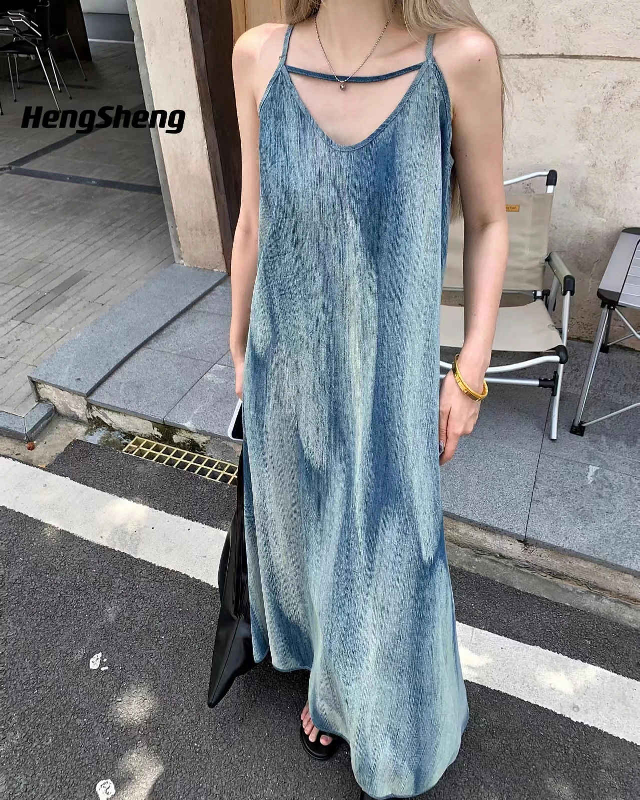 Spring and Summer Chic and Sexy Women's Gradient Suspender Dress Korean-Style Long Skirt Woman Clothing Korean Many Reviews