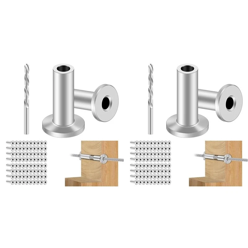 160PCS Stainless Steel Protector Sleeves For 1/8In Wire Rope Cable Railing,T316 Marine Grade Protective For Wood Posts A-A27I