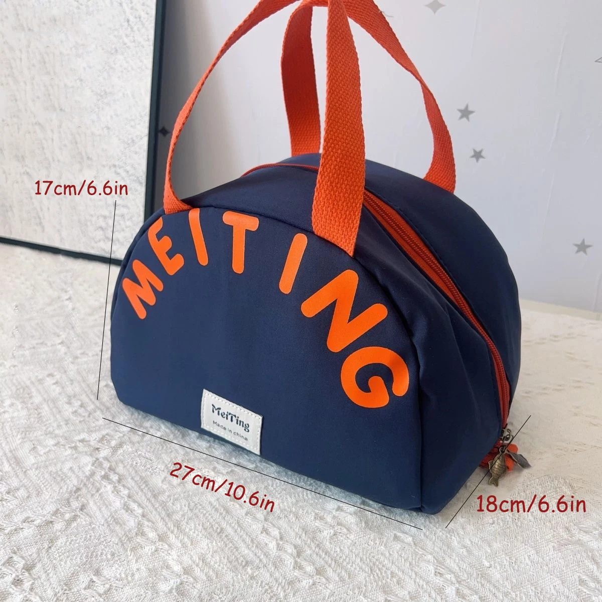 Contrast Color Letter Print Insulated Lunch Bag, Thick Aluminum Foil Liner Waterproof Thermal Cooler Hand Tote Bag, Portable Reu