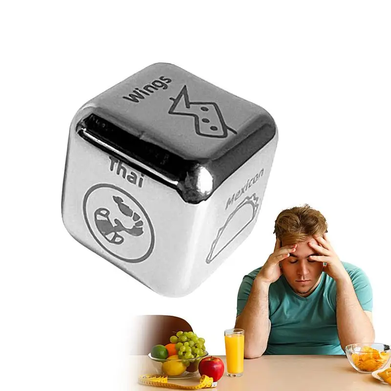 Food Decision Dice Stainless Steel Date Dice For Couples Creative Gifts Dice With Clear Patterns For Class Games Family