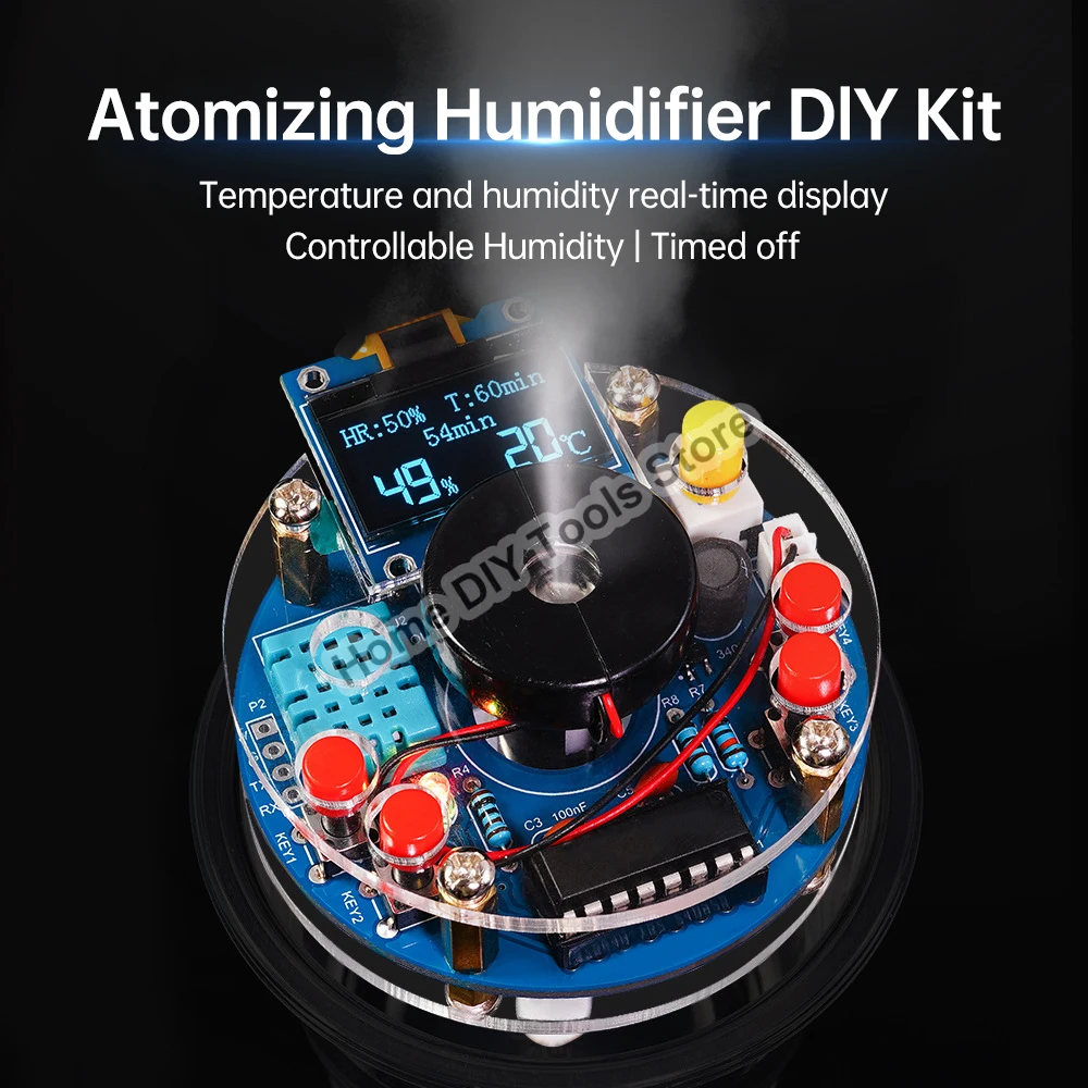 USB Humidifier Kit With OLED Temperature Humidity Display STG Atomizer Controllable Humidity Timing DIY Welding Parts Circuit