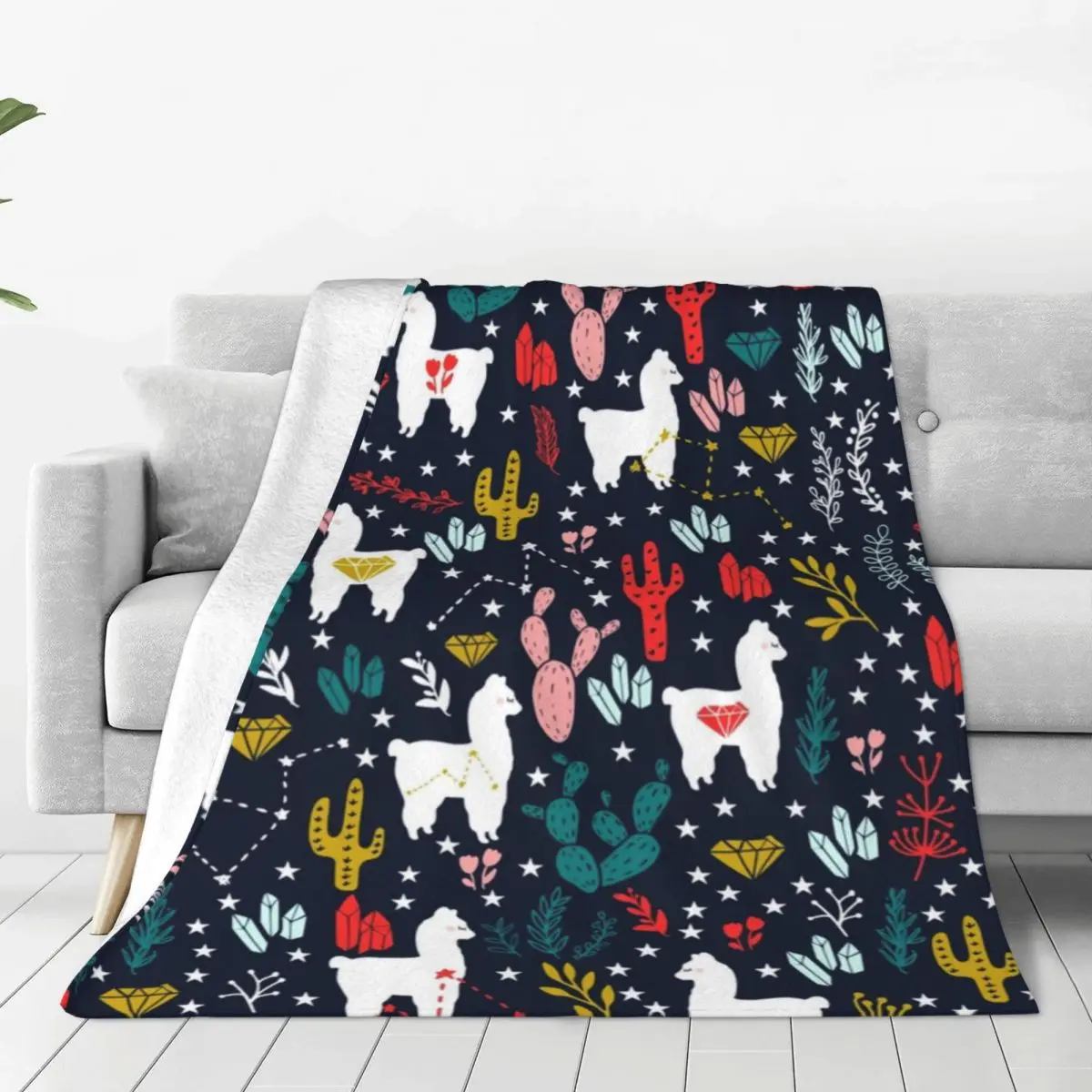 Funny Alpaca For Kids Blanket Cover Fleece Cute Cartoon Animal Super Warm Throw Blanket for Bed Bedroom Quilt